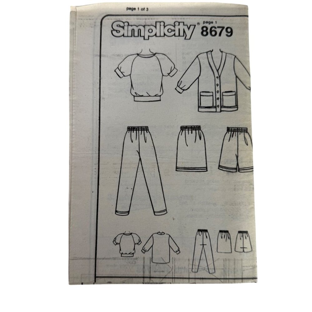 80s Simplicity 8679 Sewing Pattern Misses XL Cardigan Pant Short Top & Skirt VTG - Picture 4 of 7
